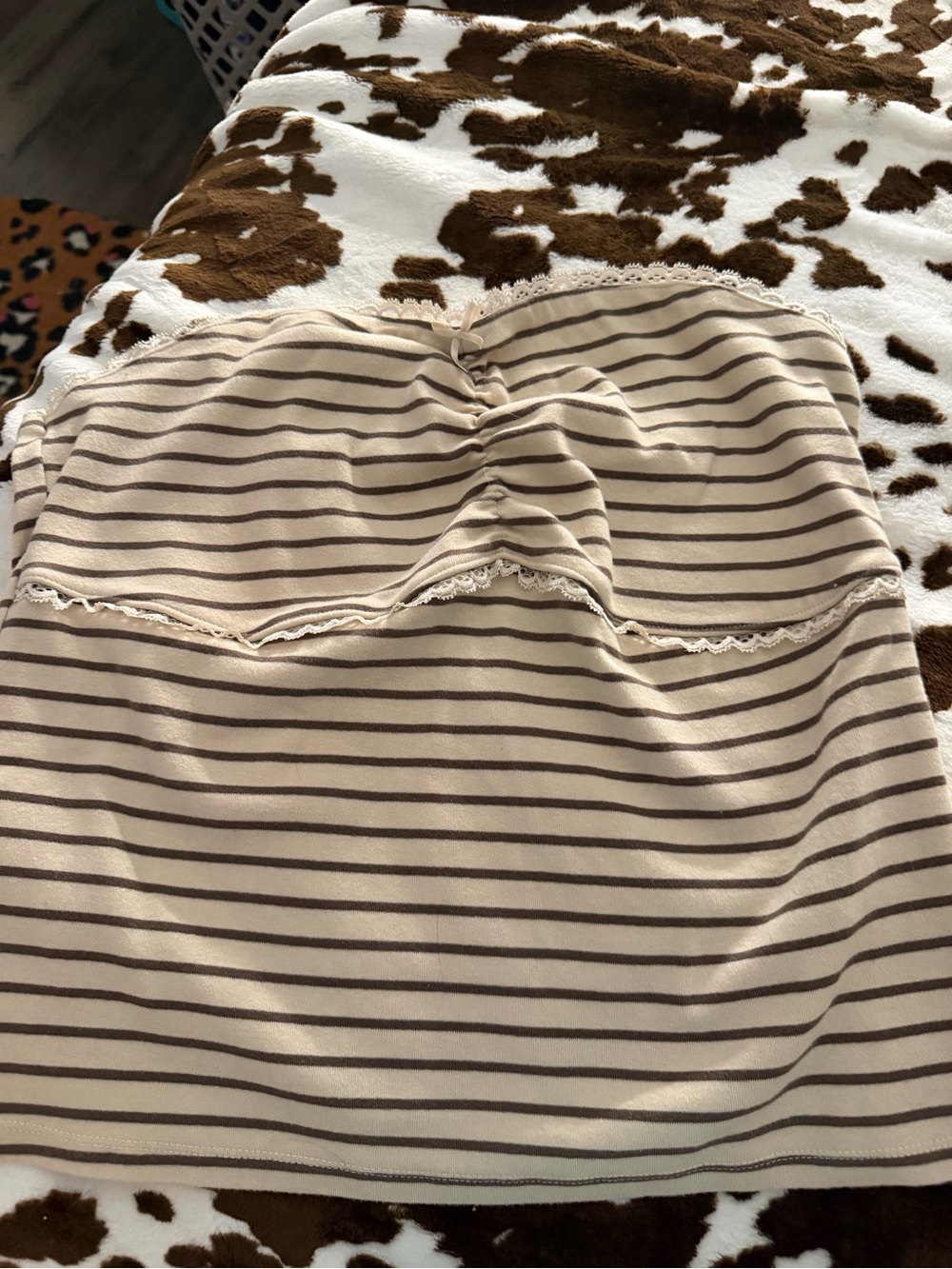wild fable Beige and Brown Striped Strapless Bandeau